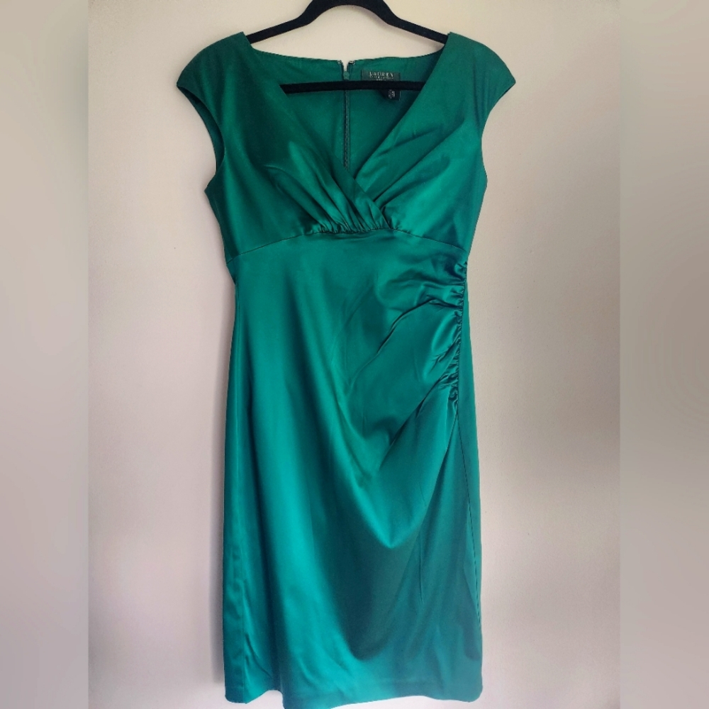 Ralph Lauren Emerald Green V-neck Dress